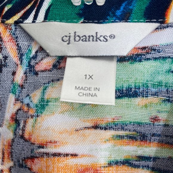 cj banks Multicolor Flora Print 3/4 Sleeve Blazer Jacket EUC Women's Size 1X - Picture 5 of 12